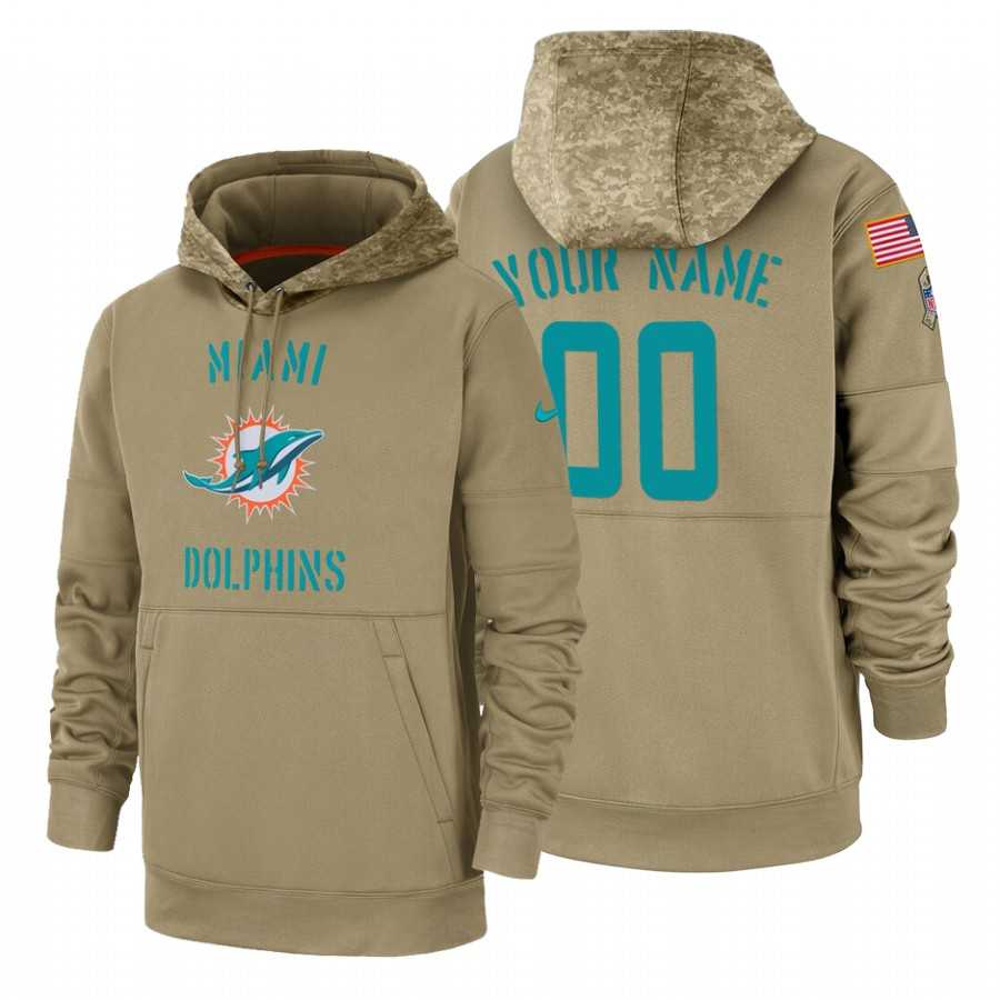 Miami Dolphin Customized Nike Tan Salute To Service Name & Number Sideline Therma Pullover Hoodie,We sell and wholesale Miami Dolphin Customized Nike Tan Salute To Service Name & Number Sideline Therma Pullover Hoodie on line form chian!